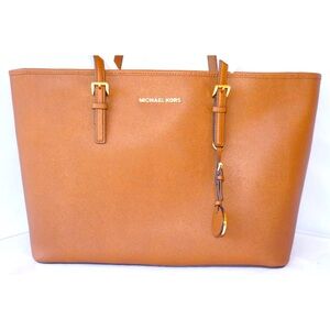 NWT MICHAEL KORS Jet Set Travel Large Tan Leather Tote Shoulder Carryall